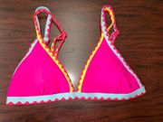 SheIn NWOT  Colorblock Whip Stitch Triangle Bikini Top- Hot Pink, Blue, Yellow