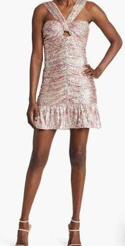 Saylor Sabryna Sequin Ruched Halter Minidress NWT size medium