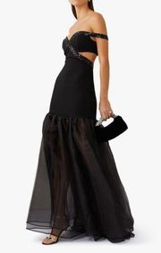 STAUD Emmaline Off-the-Shoulder Cut-Out Dress in Black, Size S, NEW w/Tag $595