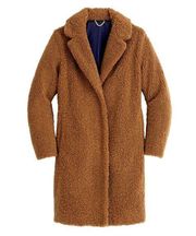 NWT J.Crew Petite Teddy Sherpa Coat in Warm Brandy Cozy Furry Jacket SP $248