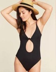 Andie Swim Womens XL The Santorini One Piece Black Adjustable Straps UPF 50