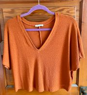 Orange Ribbed Cropped Top