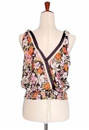 NWT Joie Top Satin Retro Floral Surplice Tie Shoulder Blouse Women’s Size XS NEW