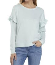 Cupio Misty Blue Ruffle Trim Sweatshirt Size Medium