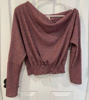 Peach Love California Sparkle Pink Mauve Ribbed Asymmetrical Top Women’s Size L