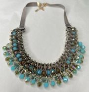 TOPSHOP Teal Multicolor Beaded Bib Statement Necklace