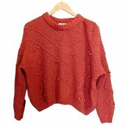 Pull & Bear Sweater Pumpkin Fall Chenille Popcorn Pullover Women’s Size Medium