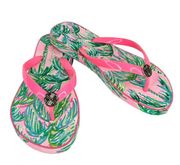 Lilly Pulitzer Pool Flip Flops Pink Blossom Hawaiian Thong Sandals 5/6