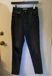 Free People We The Free High Rise Distressed Black Jeans Size 28