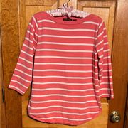 Jeanne Pierre Cotton Striped Sweater LARGE