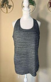 BCG Heathered Gray Ribbed Knit Racerback Athletic Tank Top Large