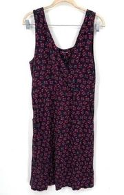 Garnet Hill Novelty Cherry Print Women Medium V Neck Stretch Mini Dress