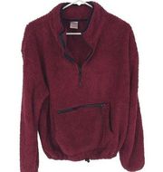 No Boundaries Women’s Sherpa Mock Neck Half-Zip Fleece Jacket Burgundy 2XL