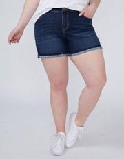 Lane Bryant  Girlfriend Jean Shorts Womens Plus 20 Dark Wash Raw Hem $60 NWT