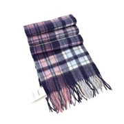 Edinburgh purple blackberry 100% lambswool tartan plaid check fringe scarf