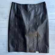 Vintage Julio Black Lamb Leather Pencil Skirt Made in Spain Size S