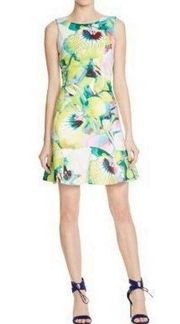 Karen Millen Orchid Floral Print Scuba Mini Dress Sz.4