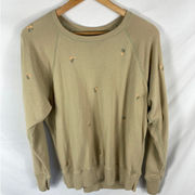 Aerie  Brown Floral Embroidered Crewneck Sweatshirt Size Medium