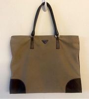 AUTHENTIC Vintage 90s RARE Prada Cinghiale-Trimmed Canapa Bag