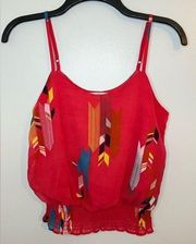 Red Sleeveless Cropped Peasant Top Size XS