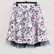Notations Skirt M Petite Birdcage Print A-Line Tulle