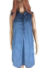 NWT Max Jeans Denim Ruffle Dress Pockets Size S