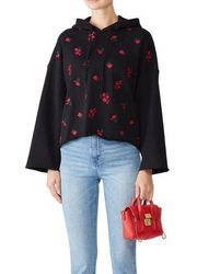 Philosophy di Lorenzo Serafini Cropped Black Embroidered Rose Floral Hoodie sz M