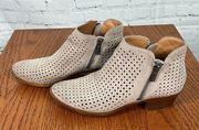 Lucky Brand Taupe Perforated Booties | Shoeties | Double Zip | Leather 7