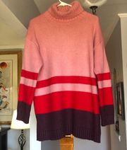 Bulky Colorblock Turtleneck Sweater Sz L