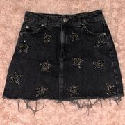 Top shop Black Sparkly Star Denim Mini Skirt