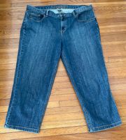 Lands End Blue High Rise Cropped Casual Jeans, size 16W