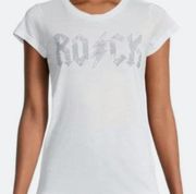 Skinny Rock Flash Strass Tee White M