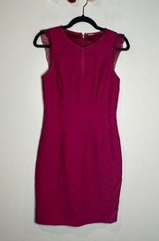 Elie Tahari wool blend magenta pencil dress