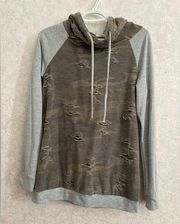 12PM by Mon Ami women's medium gray / camouflage hooded top