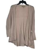 Democracy Women's Sweater Open Front Mesh Cardigan Dolman Sleeve  Tan Sz. XL