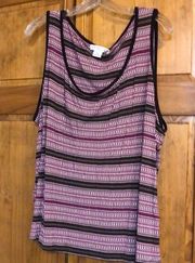 Liz Claiborne Purple & Brown Stripe Tank Top 3X