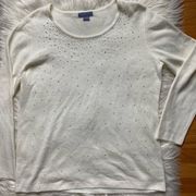 Rhinestone cream sweater