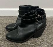 Charlotte Russe Black Miley Faux Leather Heeled Ankle Boots Size 7 US