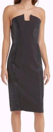 NWOT Black Halo Lena art deco panels Sheath strapless Dress black sz 4