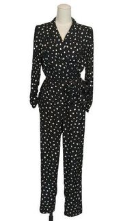 Rebecca Taylor Nova Dot Jacquard Silk Blend Jumpsuit Sz 2