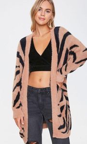 Tiger Print Cardigan Sweater