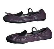 Bernardo Leather Flats Shearling Lined Ballerina Purple Sz 6M