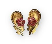 Whiting and Davis Vintage Floral Goldtone Earrings and Brooch Set