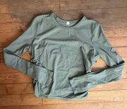 Long Sleeve Army Green Top Scrunched