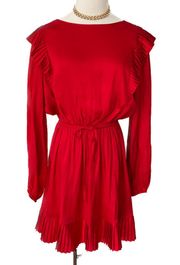 The Kooples “Short red dress” pleated ruffle satin mini dress medium size M