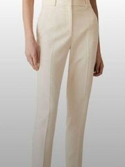 Reiss Evie Tailored Ankle Trouser Size 8 Viscose Cream High Rise Dress Pants