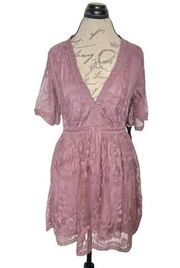 Haute Monde Dress Sz Medium Floral South Western Bohemian Lace Crochet Feminine