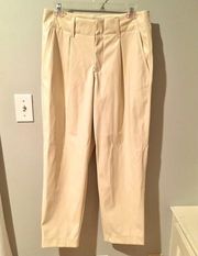 Ivory faux leather paper-bag pants new with tag