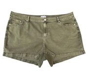 Signature Fit Mid Rise Midi Shorts Denim Olive Green Plus Size 28