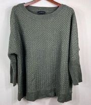 Lane Bryant Weave Knit Speckled Khaki Crew Sweater